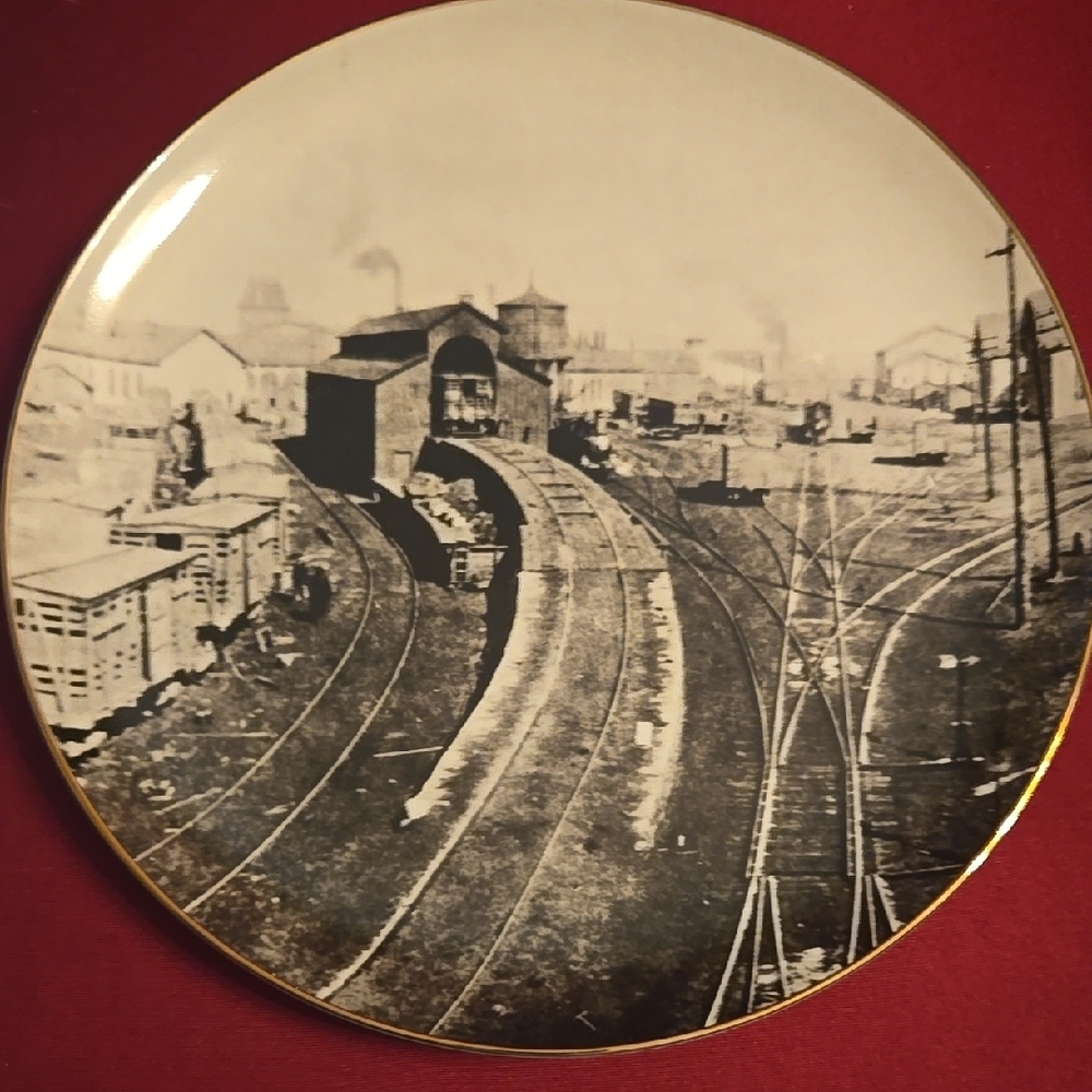 Vintage Train Station Decorative Plate